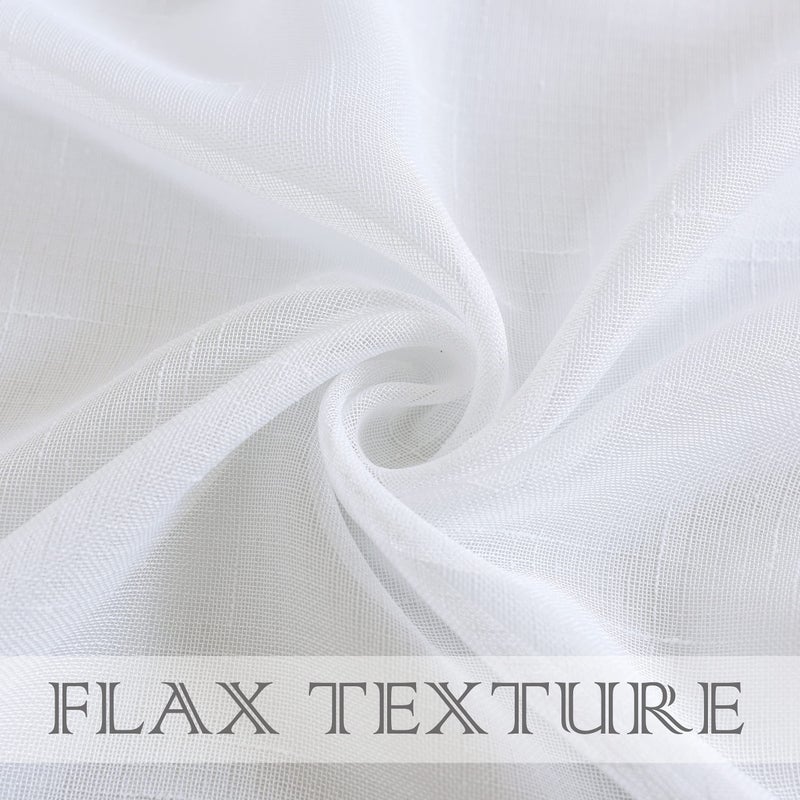 Randall Snow White Faux Linen Sheer Curtain with 8 Metal Grommets Open Weave Window Treatment Drape for Living Room & Bedroom,Modern Privacy & Light Filtering & Light Drapes Curtains 2 Panels, 108Inch - Image 2